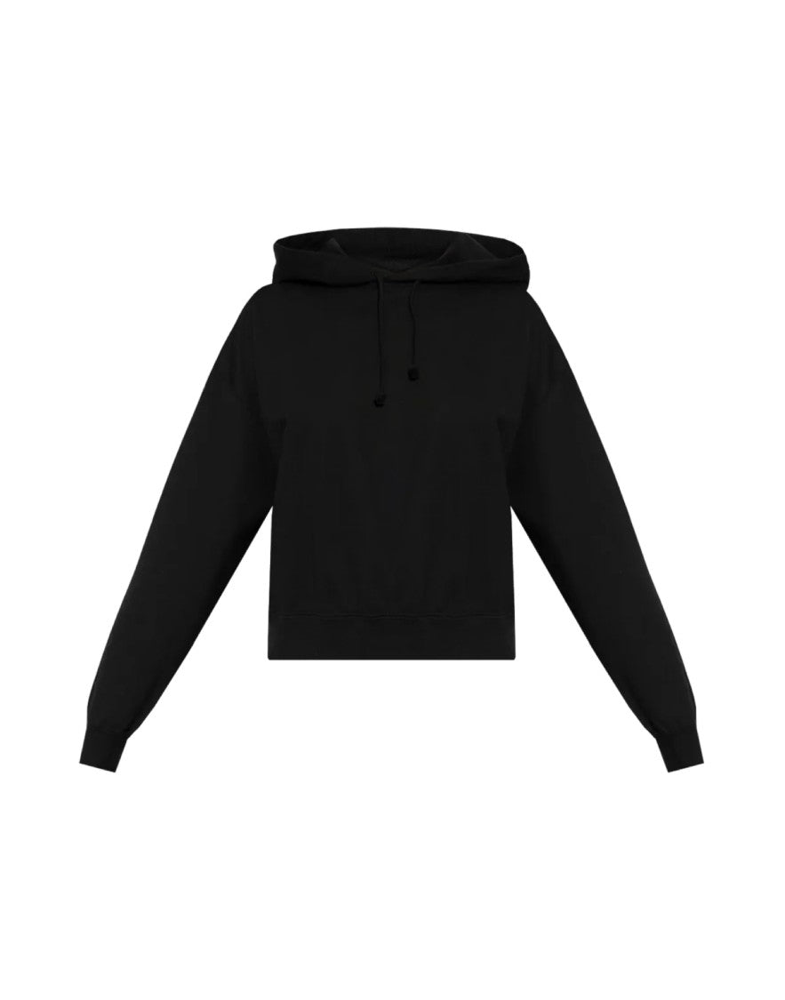 Y-3 Cropped Black Hoodie With Spacious Hood