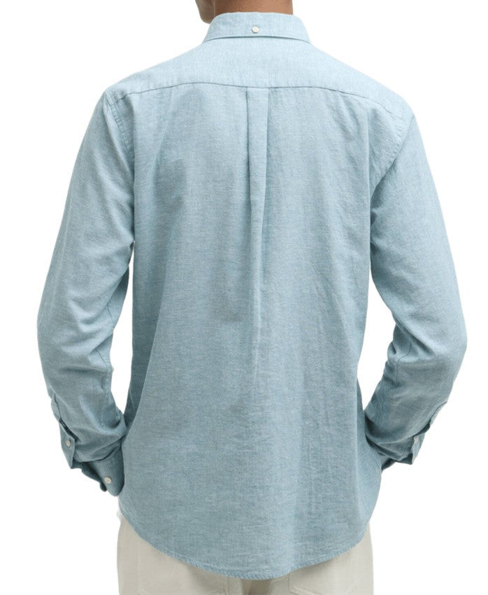Barbour Tailored Light Teal Shirt With Button-Down Collar