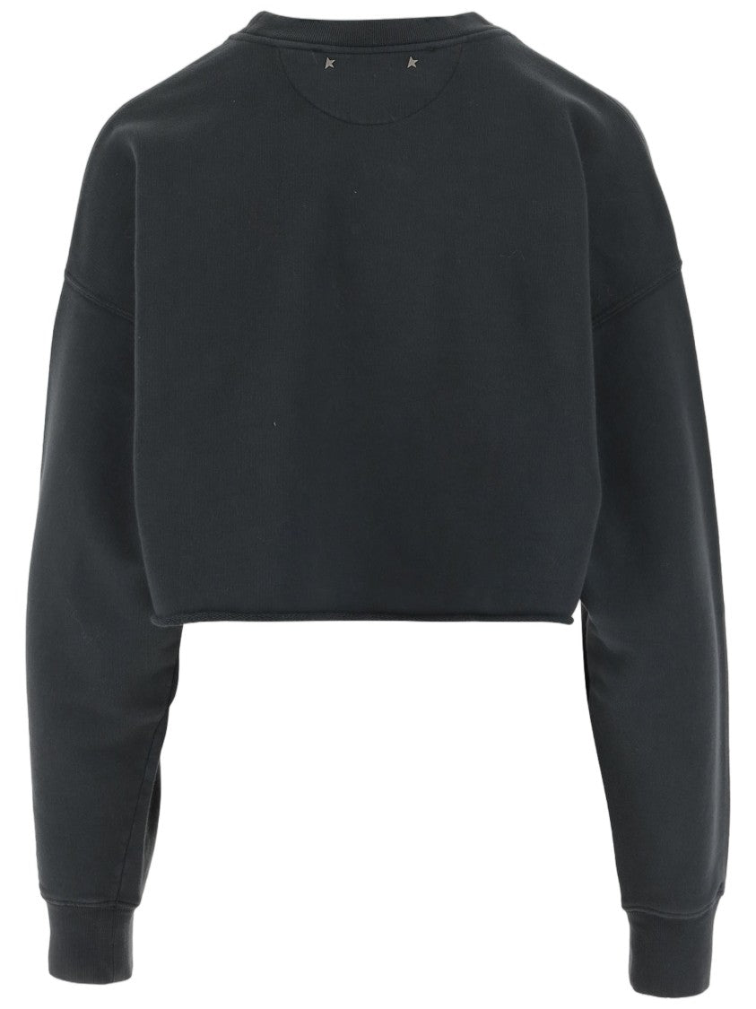 Golden Goose Short Cotton Sweatshirt With Crystal Embellishments