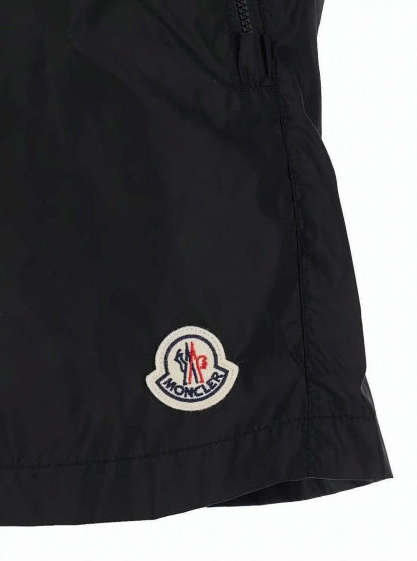 Moncler Black Swim Shorts With Elastic Waistband