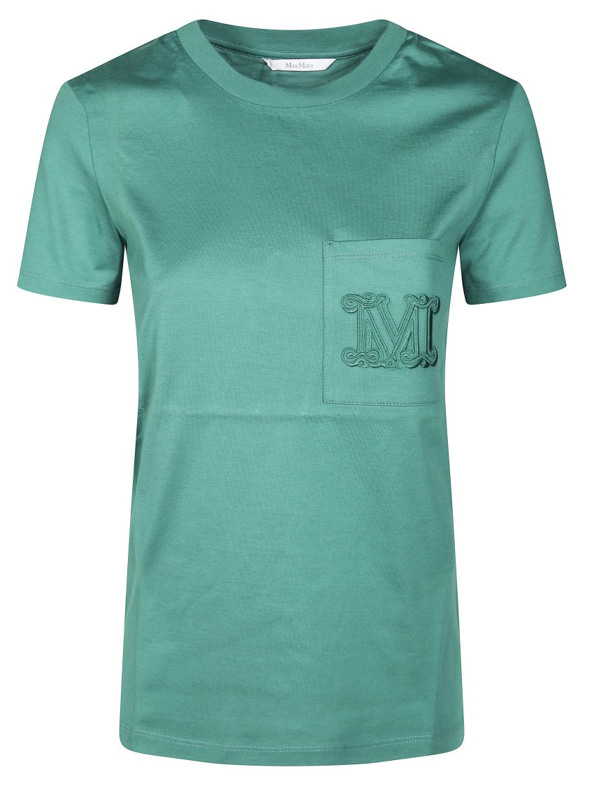 Max Mara Short-Sleeved White T-Shirt With Pocket Detail