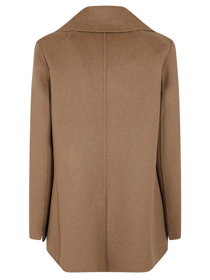 Max Mara Double-Breasted Short Pea Coat With Wide Lapel