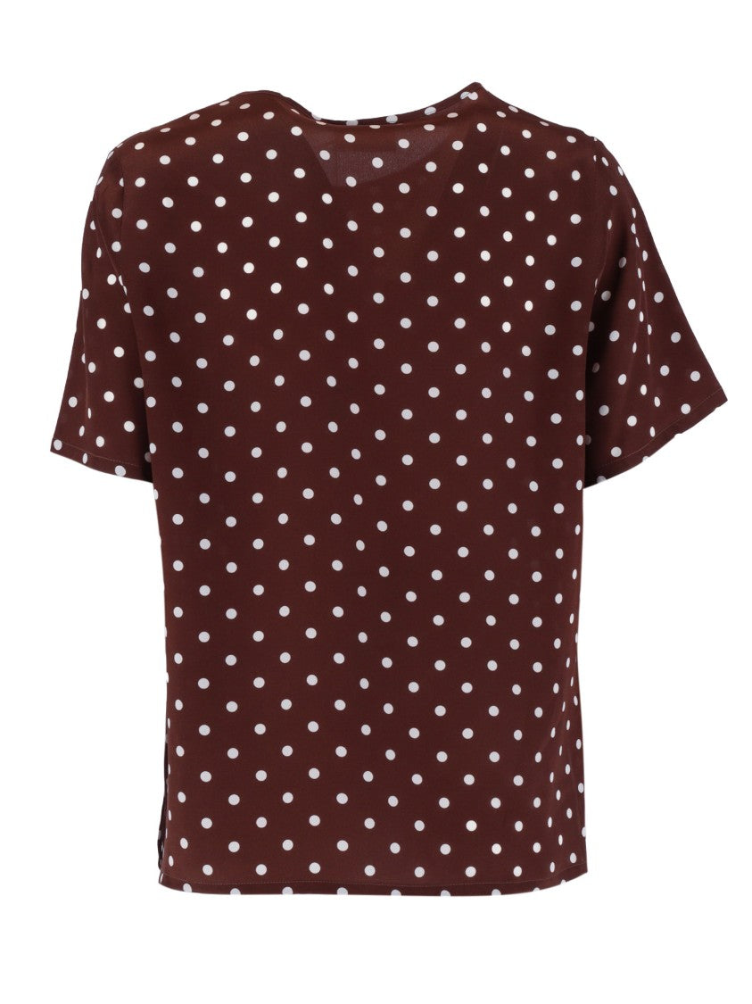 P.A.R.O.S.H. Brown Polka Dot Short Blouse