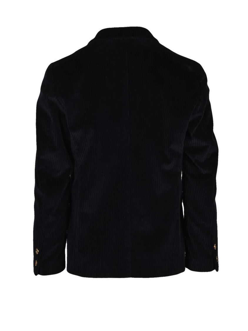 Dolce & Gabbana Corduroy Jacket With Notched Lapel And Leopard Print Lining