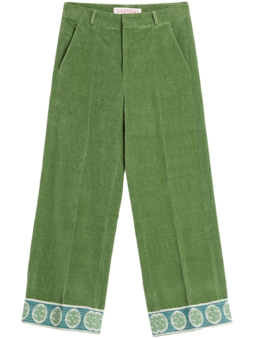 Valentino Wide Leg Pants With Decorative Hem Detail