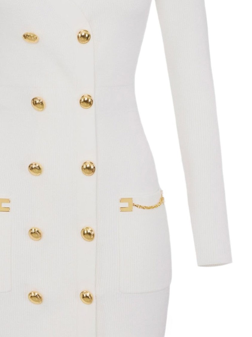 Elisabetta Franchi Fitted Mini Dress With Deep V-Neckline