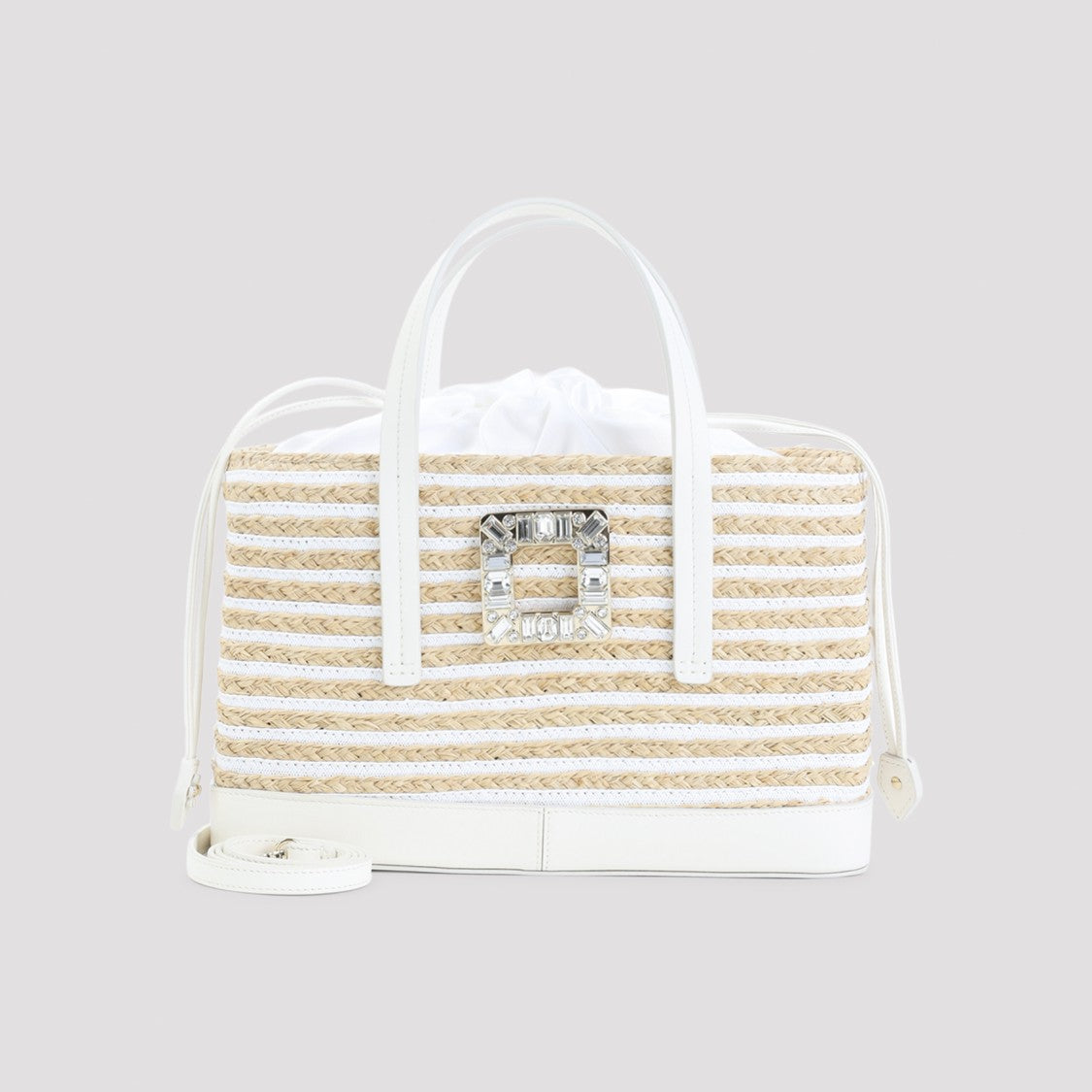 Roger Vivier Structured Straw Handbag With Leather Accents