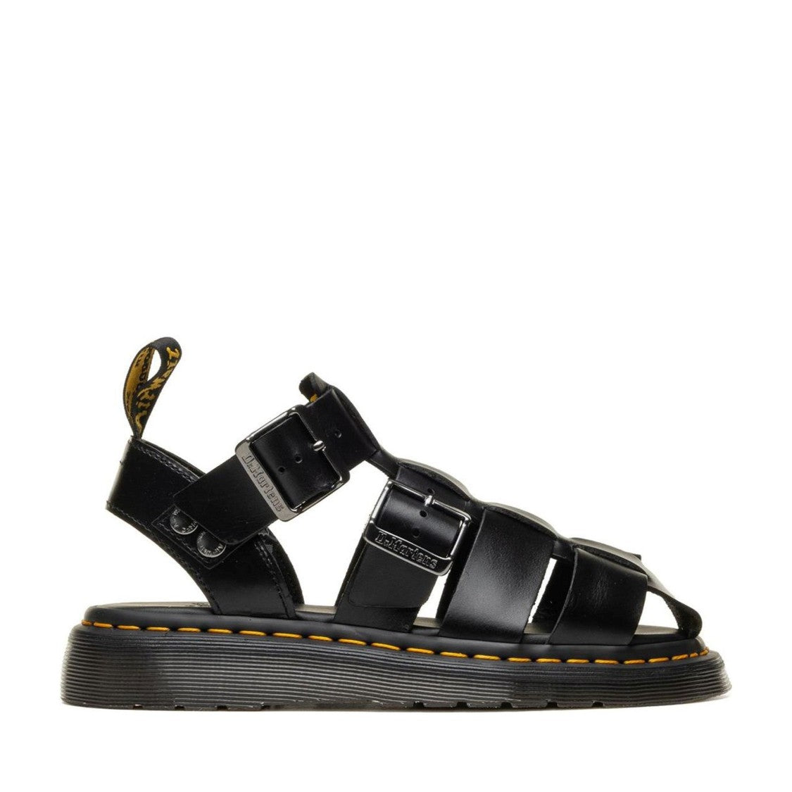 Dr. Martens Black Garin Brando Adjustable Buckles Leather Sandals