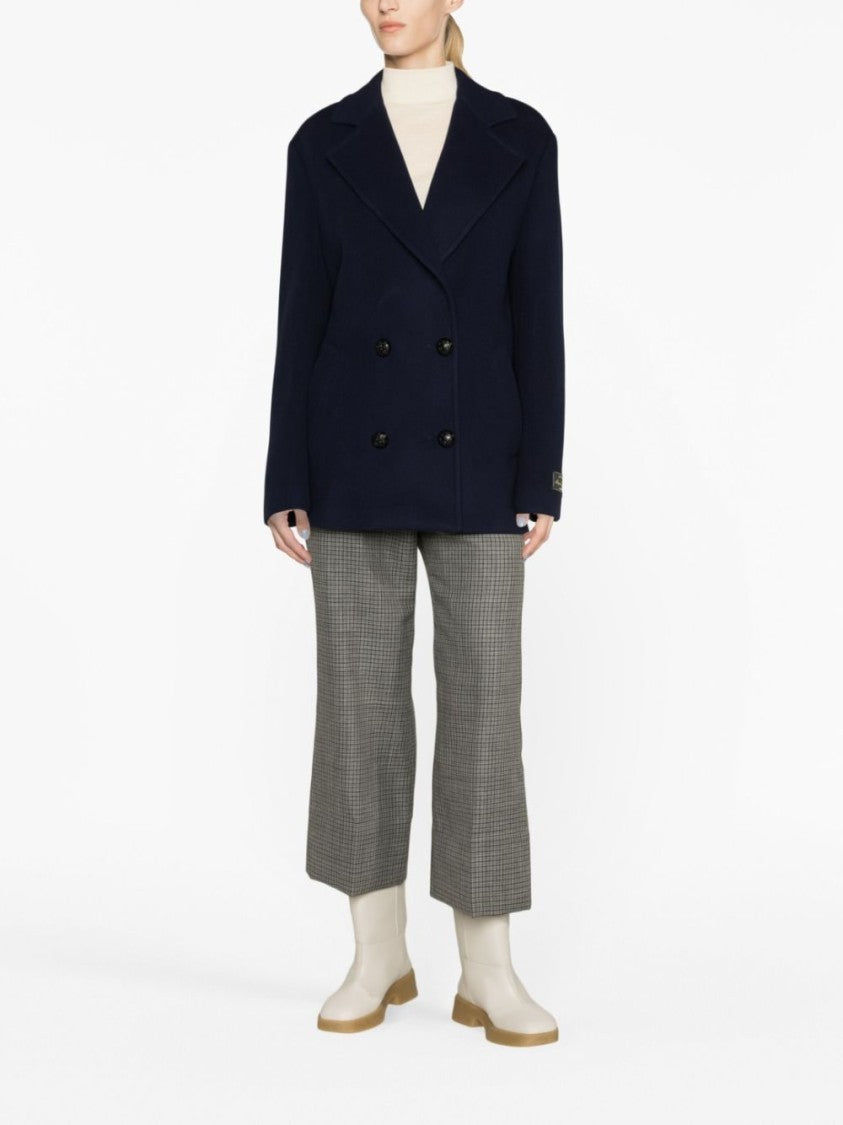 Msgm Double-Breasted Logo-Patch Jacket