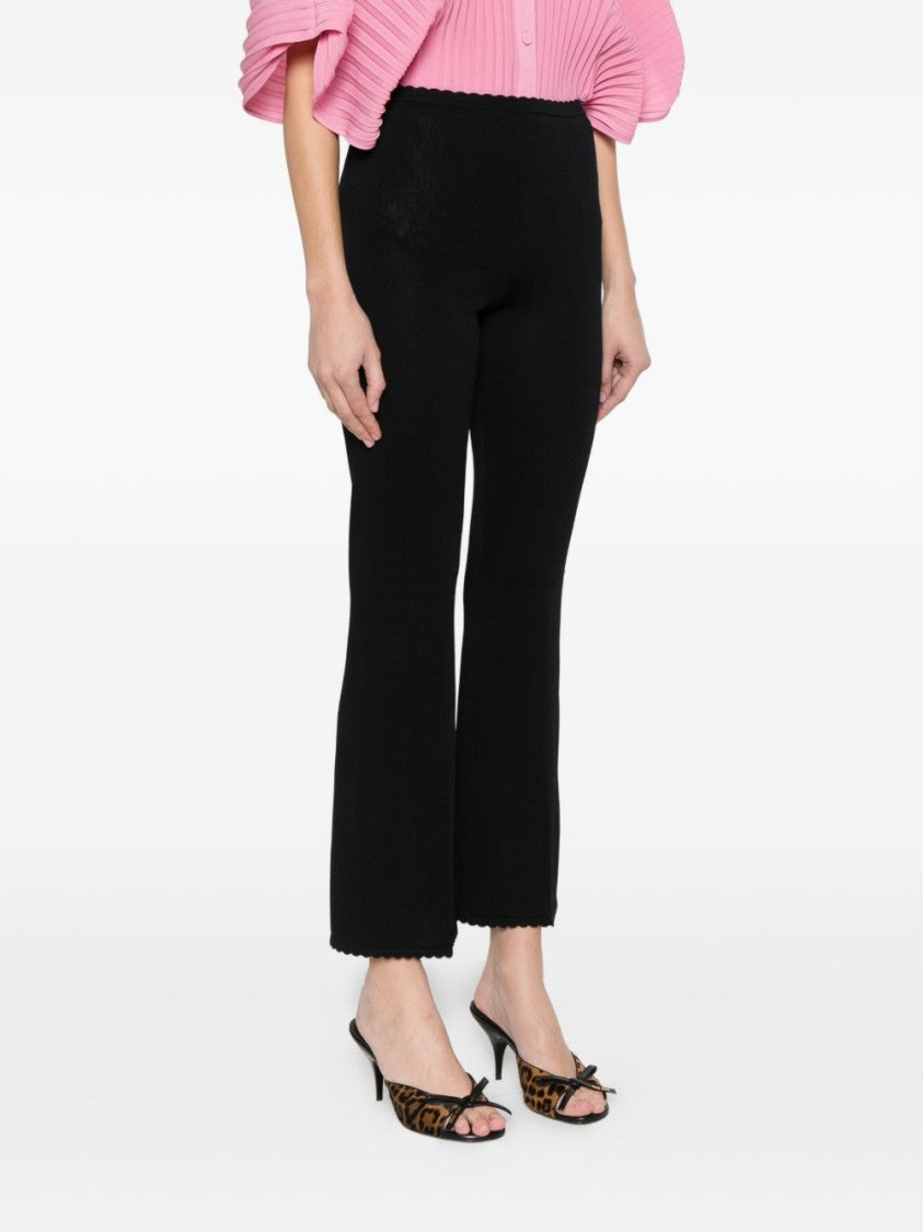 Twin-Set Black Scalloped Trim Flared Pants