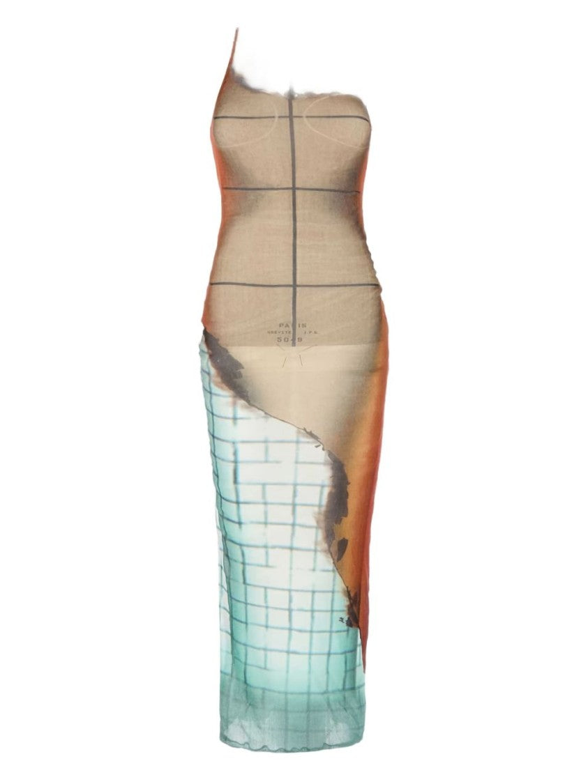 Jean Paul Gaultier Multicolor Mesh Long Dress