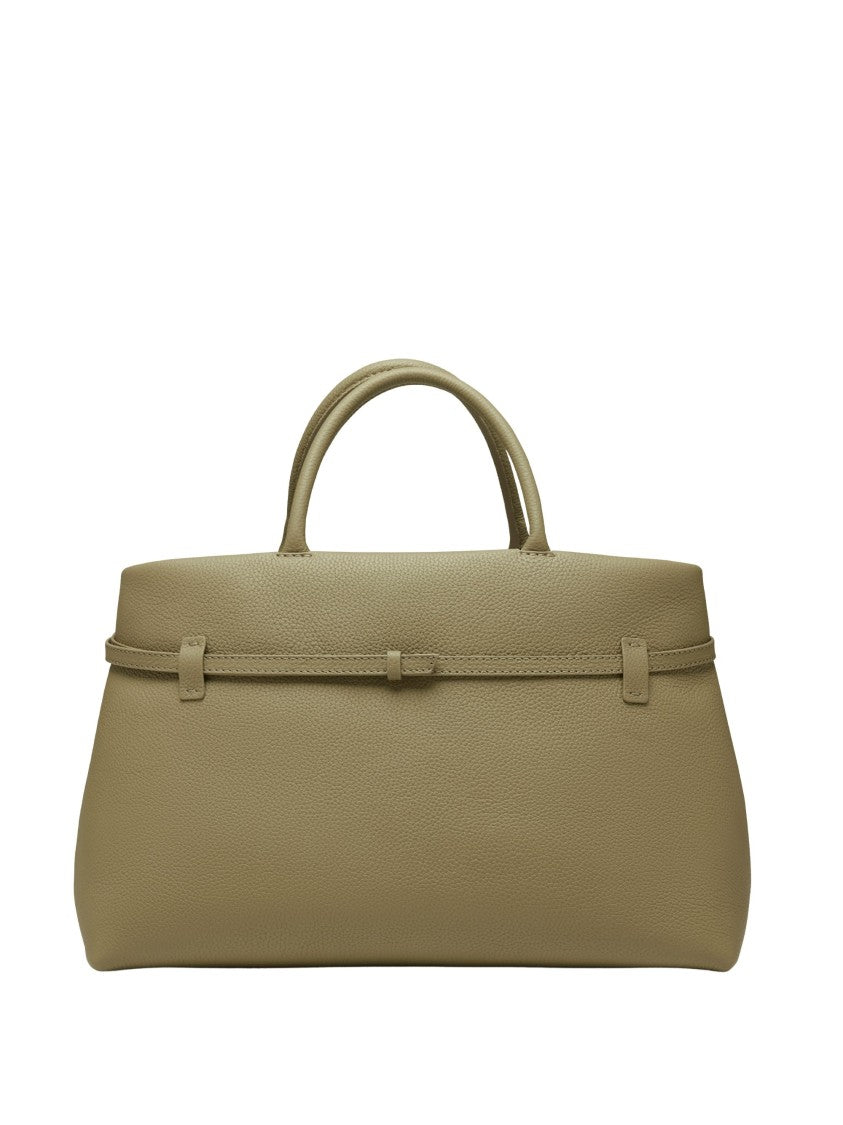Manu Atelier Olive Green Hammered Leather Shoulder Bag
