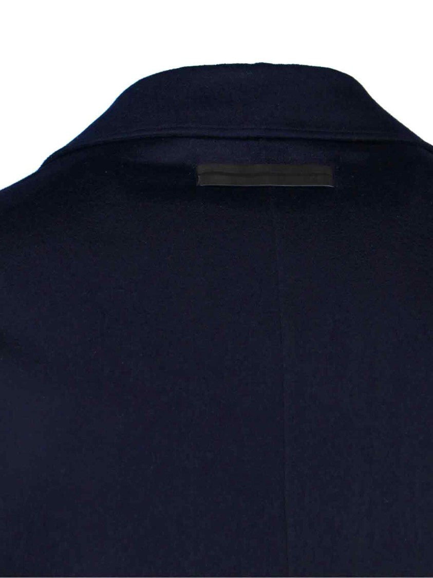 Zegna Navy Wool Shirt Jacket With Classic Collar