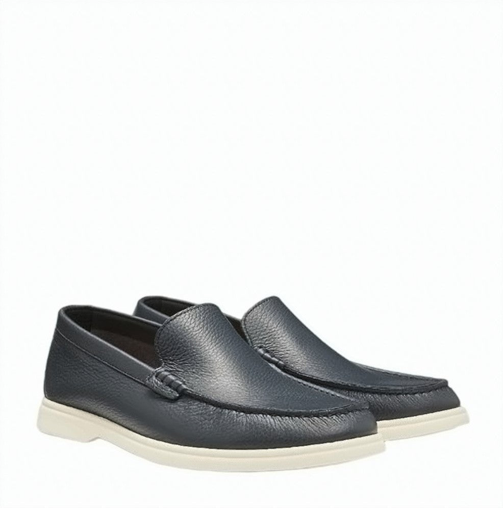 Boss Blue Grained Leather Loafers