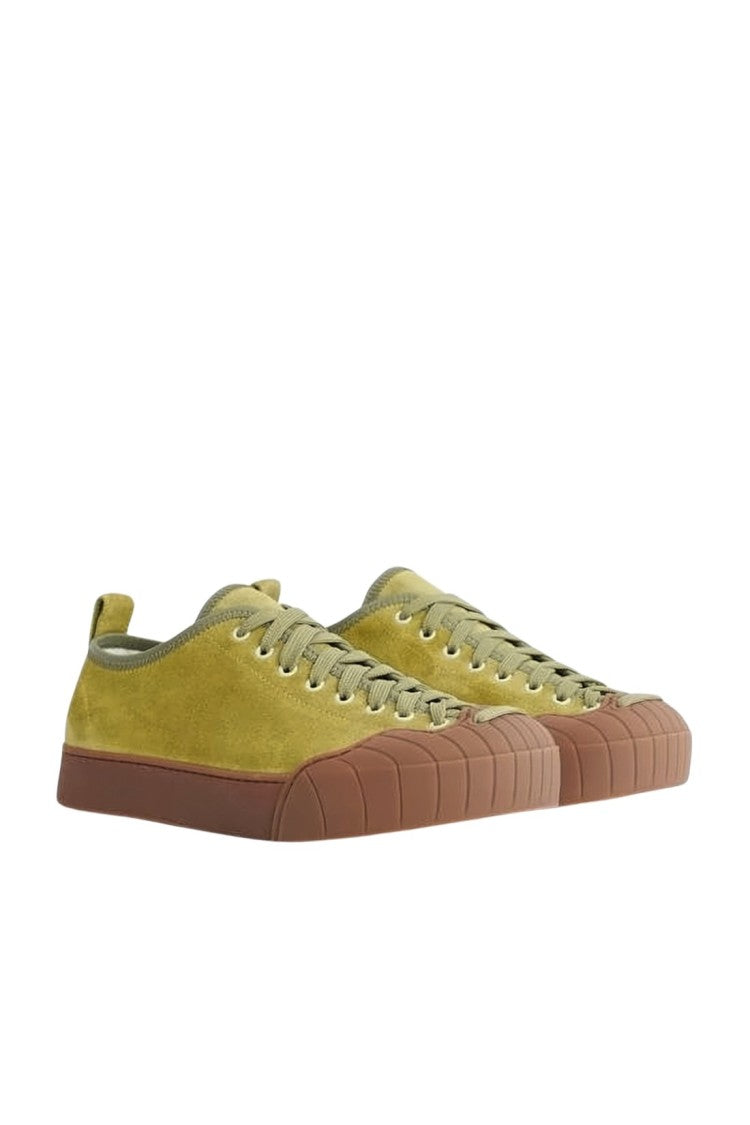 Sunnei Low-Top Suede Sneakers With Textured Rubber Overlay