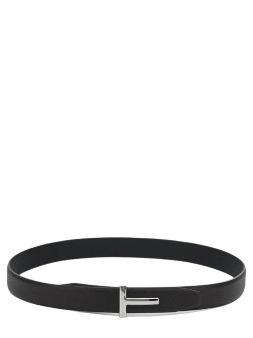 Tom Ford Minimalist Leather Belt With Distinctive 'T' Buckle