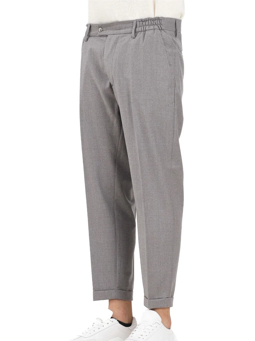 Yes London Beige Relaxed Fit Virgin Wool Formal Pants