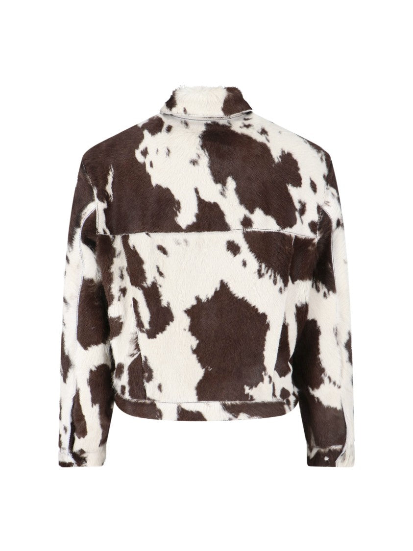 Represent Multicolor Cow Print Leather Jacket