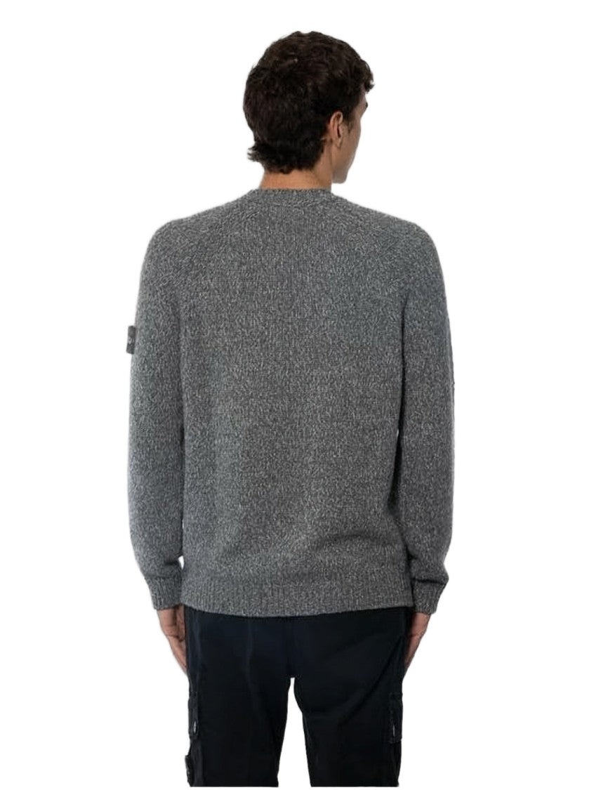 Stone Island Textured Knit Sweater With Distinctive Patch Logo