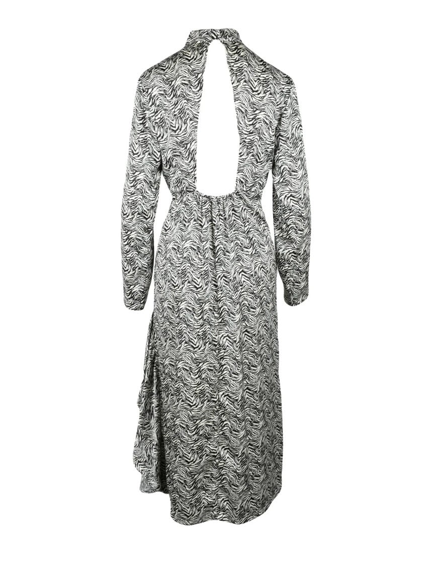 Weili Zheng Asymmetrical Zebra-Print Midi Dress With Open Back