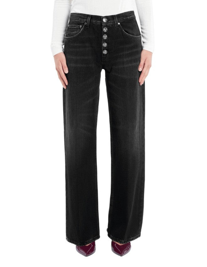 Dondup Wide Leg Black Jeans