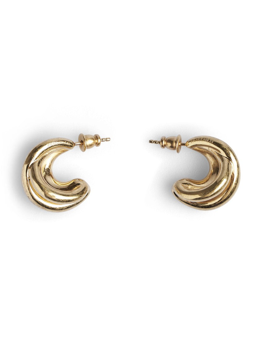 Panconesi Crescent-Shaped Huggie Earrings With Twisted Layered Design