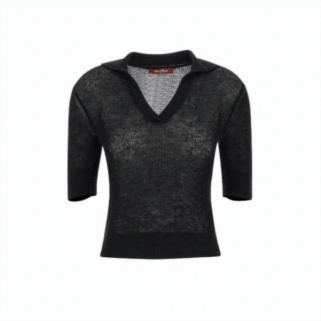 Max Mara Semi-Sheer Knit Sweater With Deep V-Neckline And Fitted Silhouette