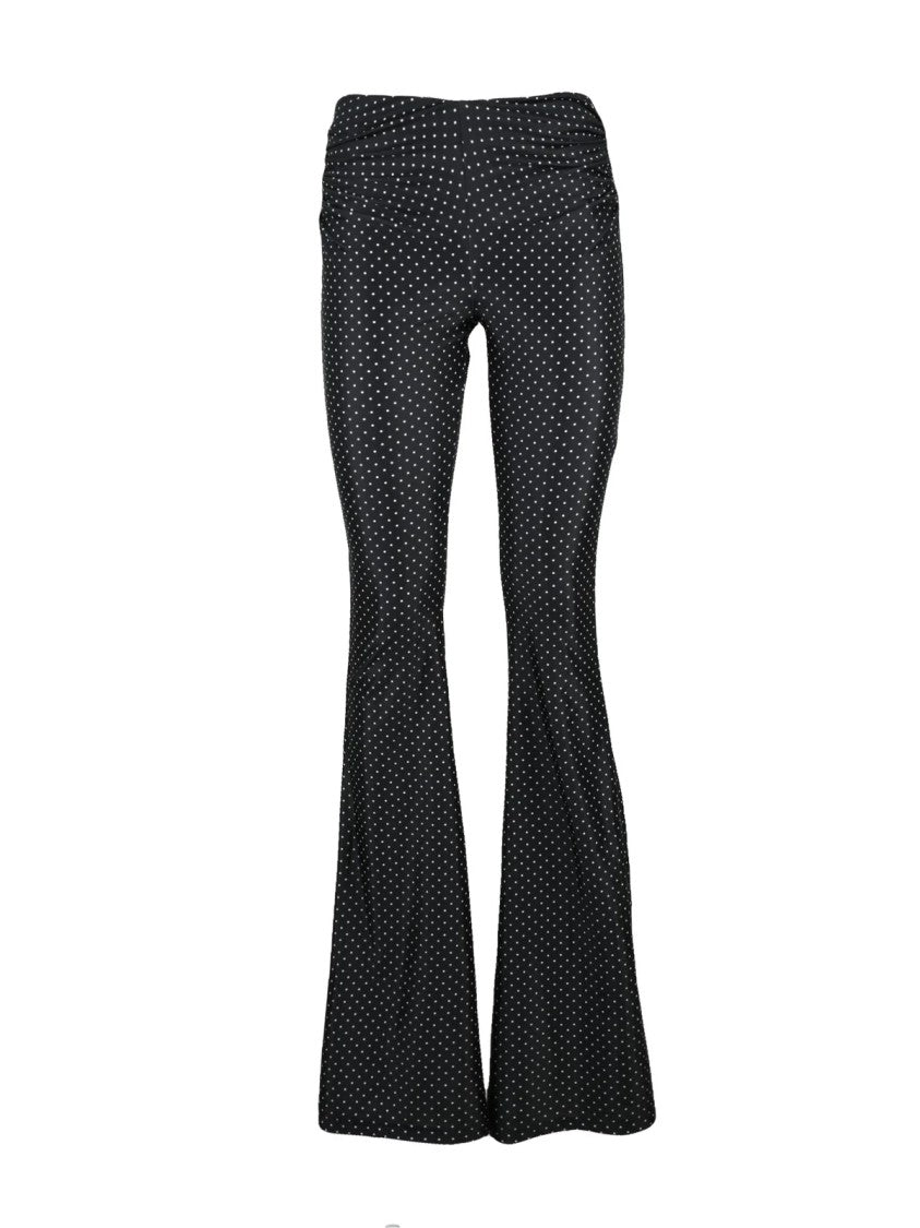 Aniye By Close-Fitting Flared Pants In Black Lycra With Polka Dot Pattern