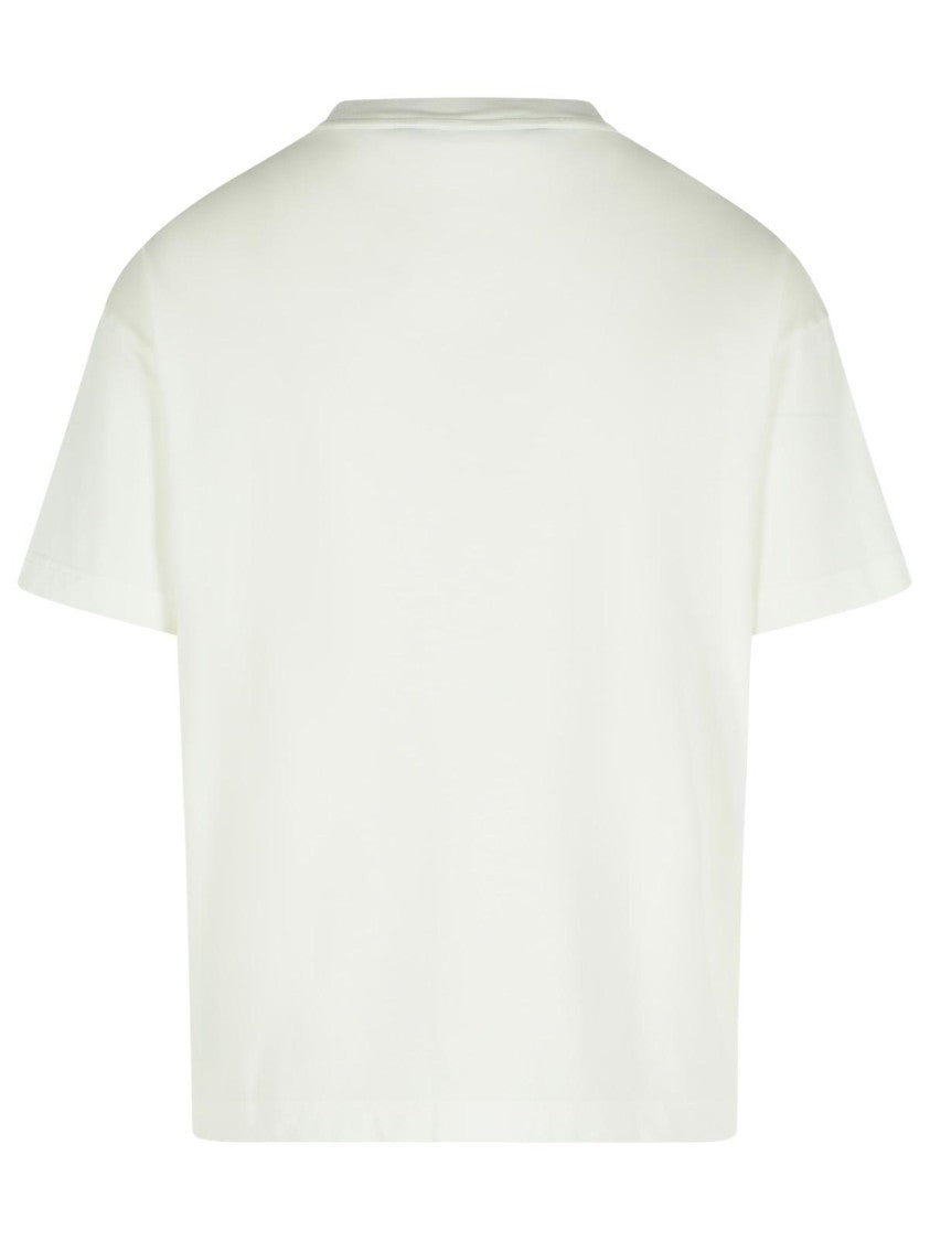 Palm Angels Classic Fit White Cotton T-Shirt With Graphic Branding