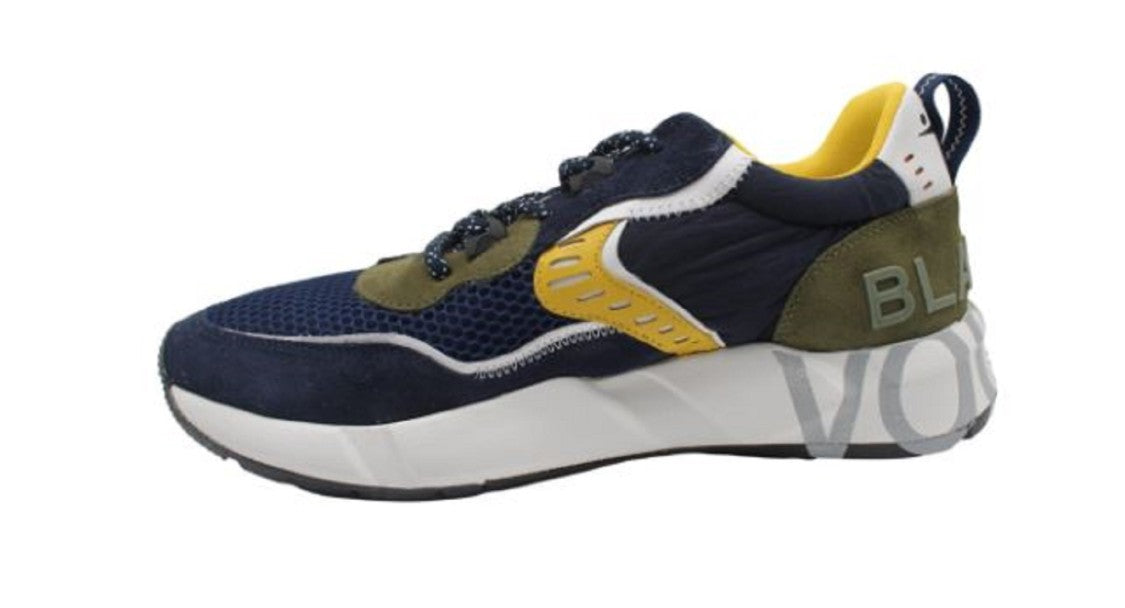Voile Blanche Navy Blue Mesh Sneakers Yellow Accents