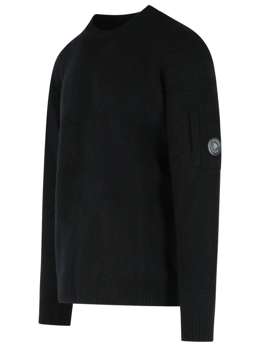C.P. Company Black Lens Zip-Pocket Ribbed Wool-Blend Sweater