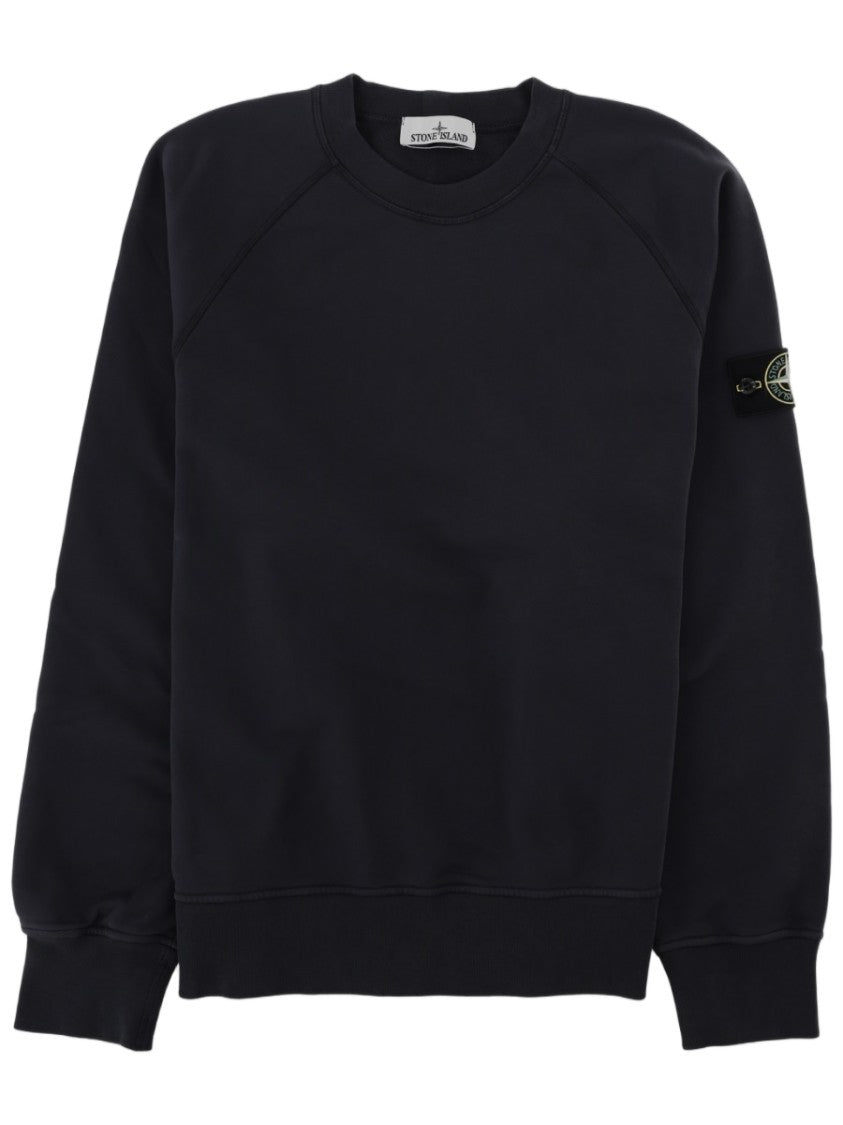 Stone Island Patch Logo Crewneck Cotton Sweatshirt