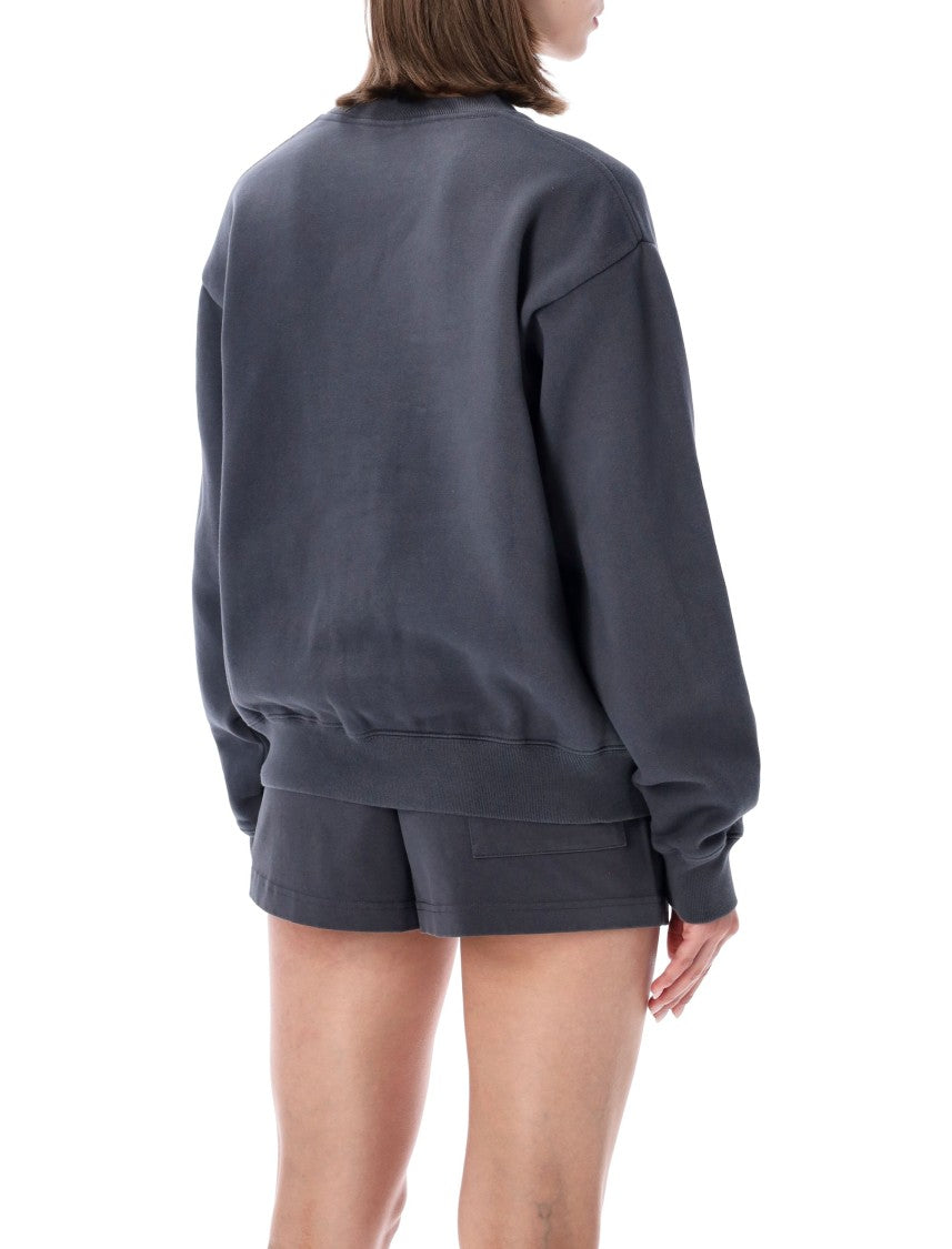 Sporty And Rich Faded Grey Varsity Crewneck Sweatshirt