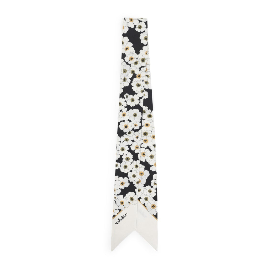 Valentino Garavani Black And Ivory Floral Silk Bandeau Scarf