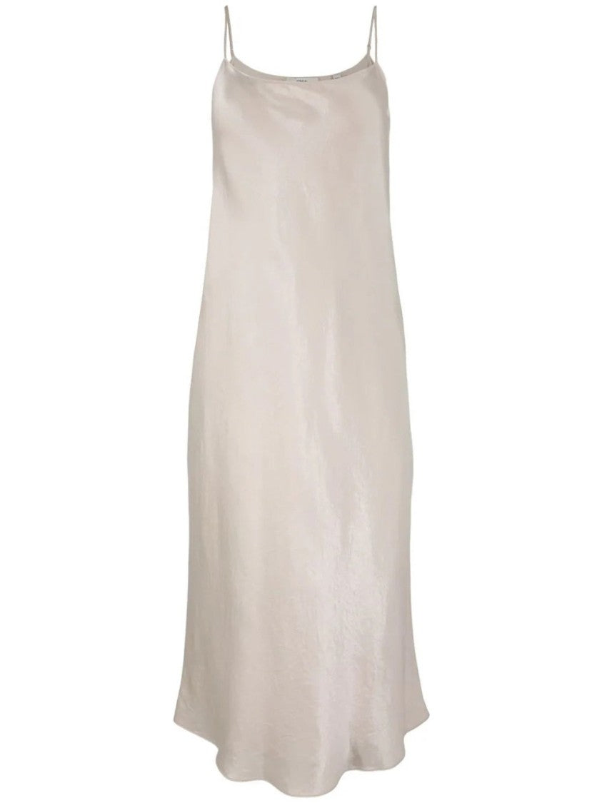 Vince Sleek Maxi Slip Dress With Minimalist Design In Soft Beige