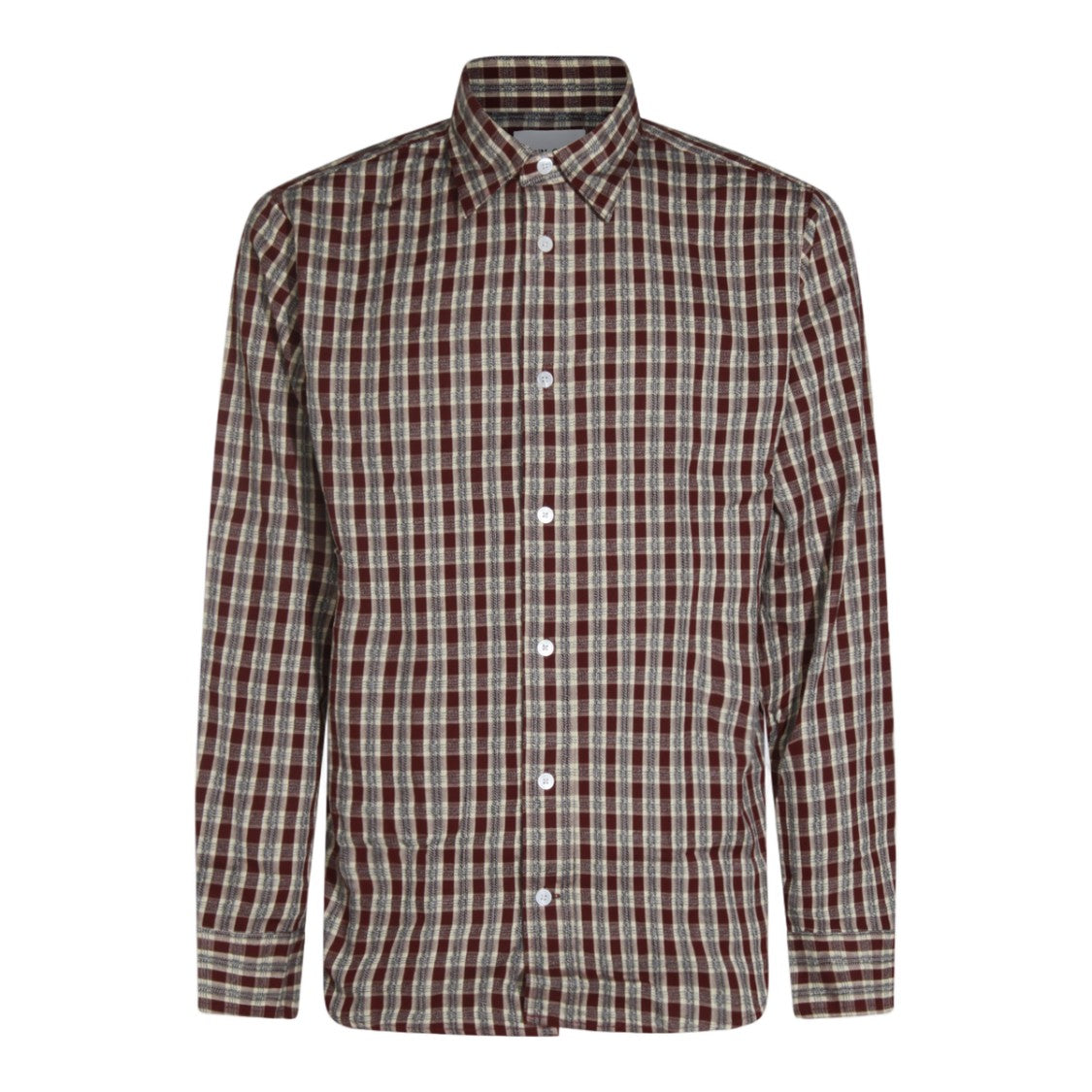 Nn.07 Checkered Burgundy Shirt With Traditional Collar