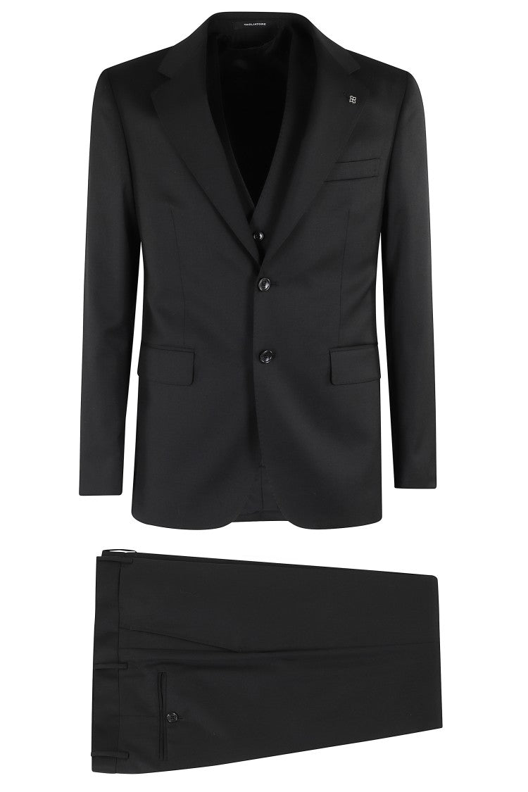 Tagliatore Napoli Suit With Classic Vest In Black 110S Virgin Wool