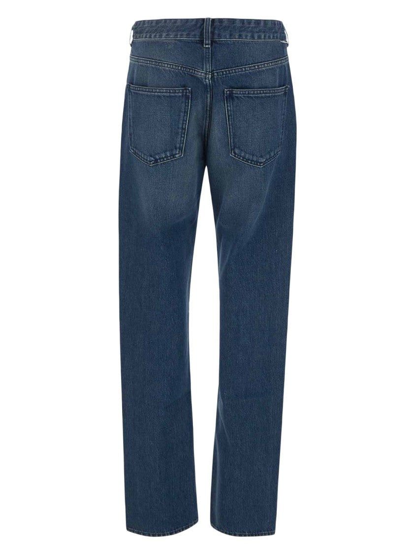Isabel Marant High-Waist Straight-Leg Denim Pants With Vintage Finish