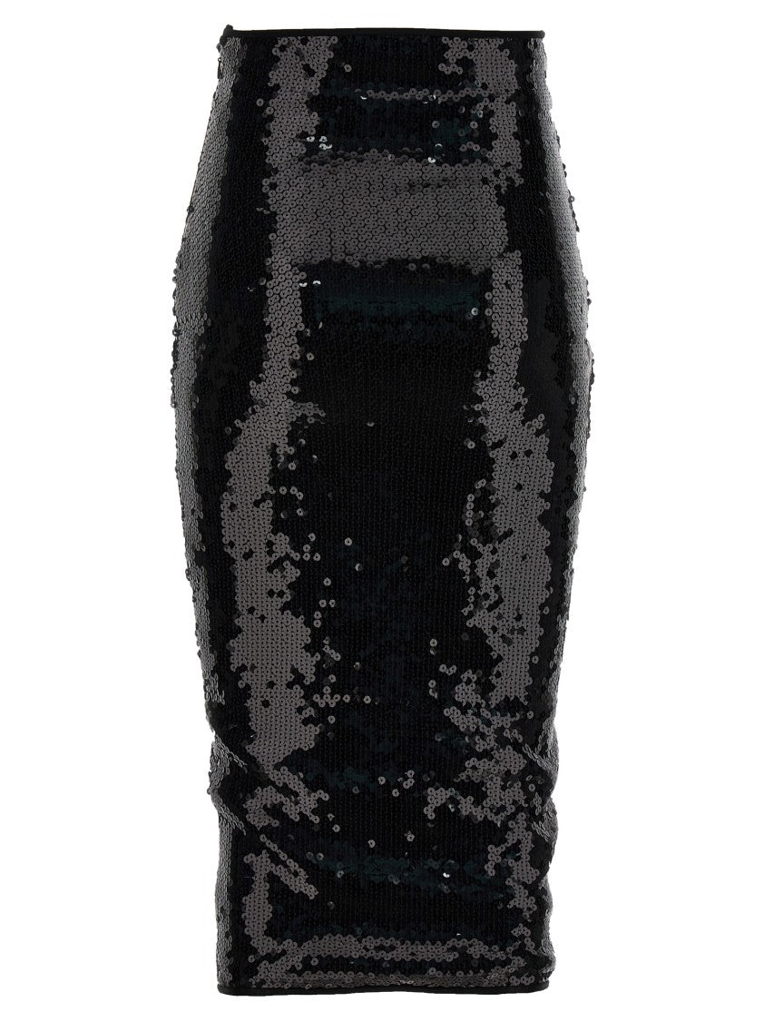 Alexandre Vauthier Sequined Black Midi Skirt With Zip Closure