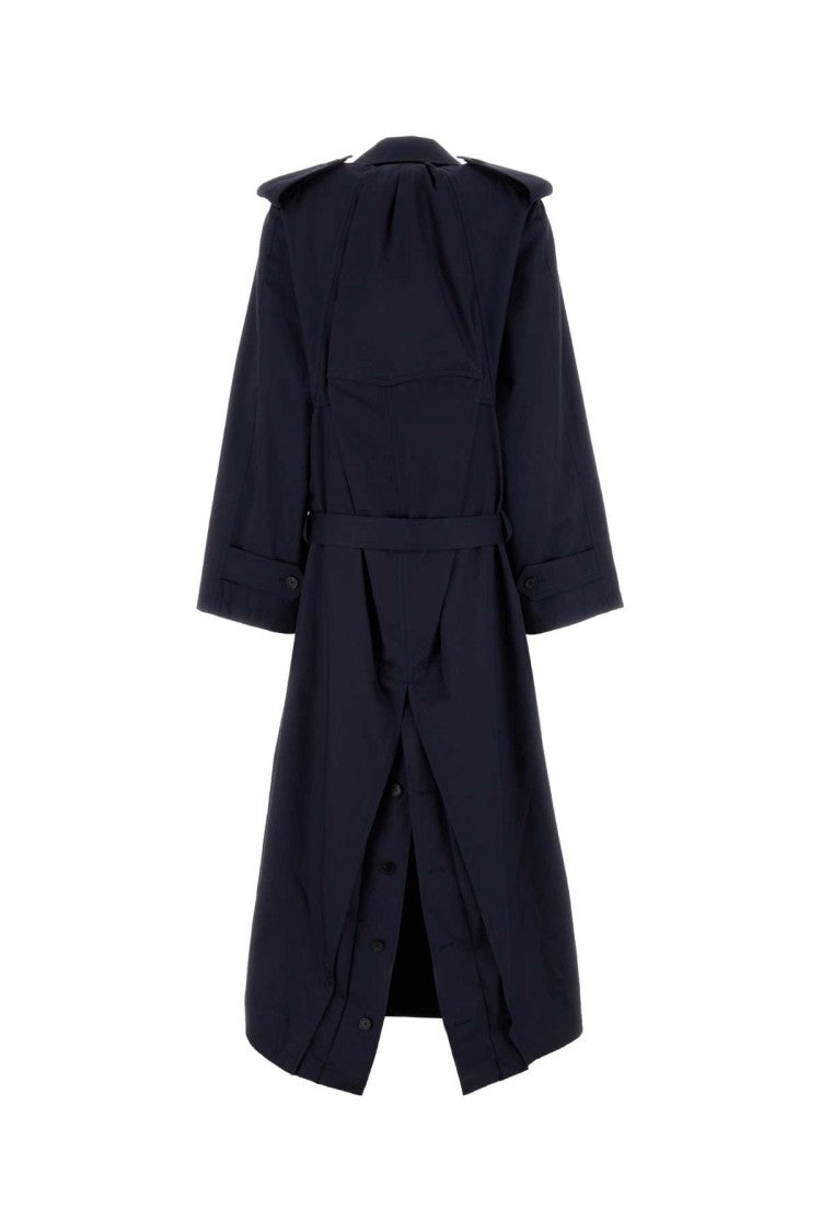 Balenciaga Navy Blue Cotton Oversize Trench Coat