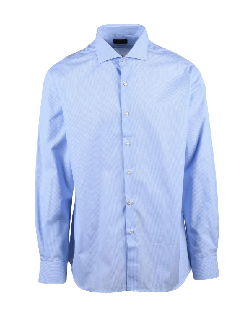 Ambrosio Light Blue Classic Linen-Blend Shirt