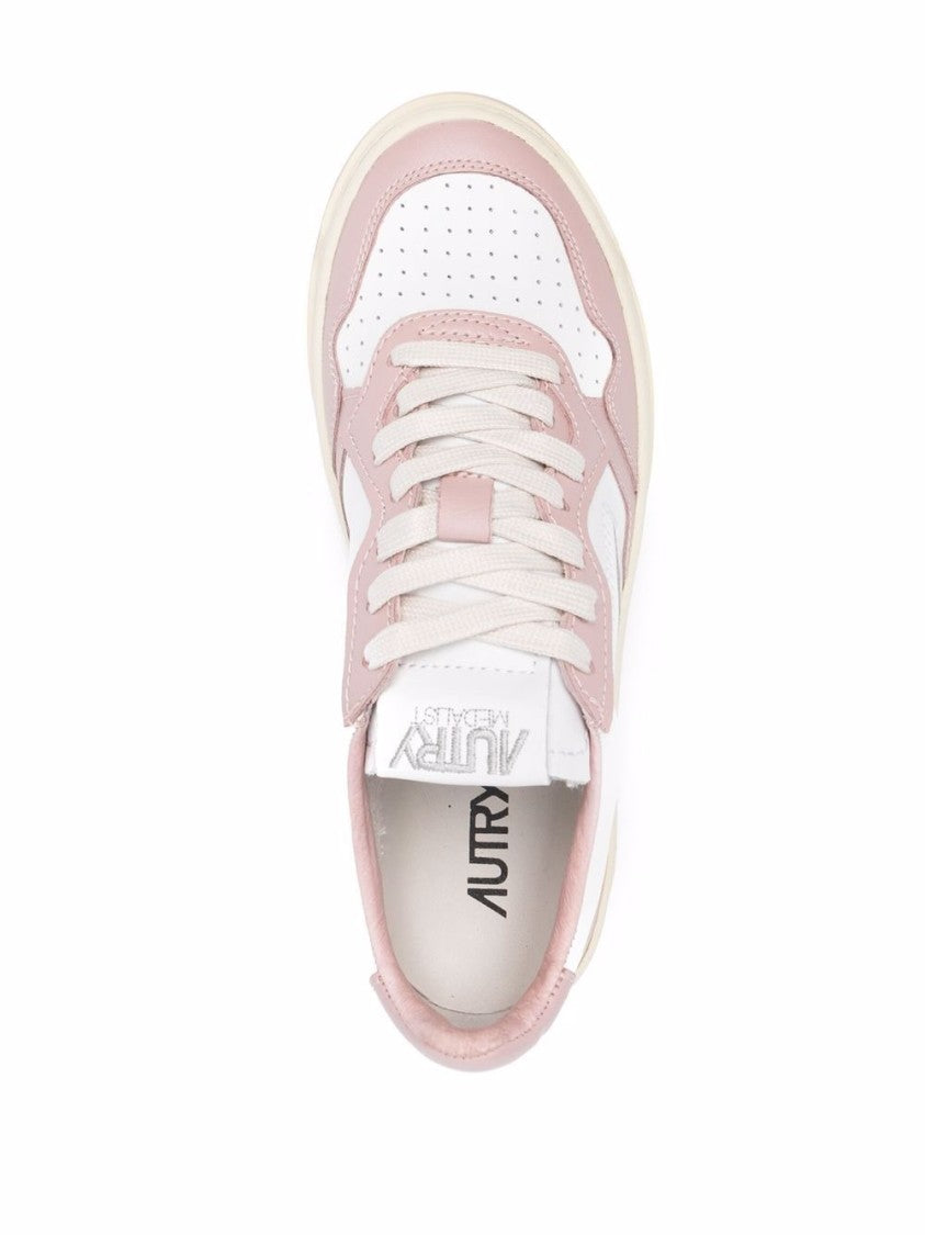 Autry Light Pink And White Leather Low-Top Sneakers