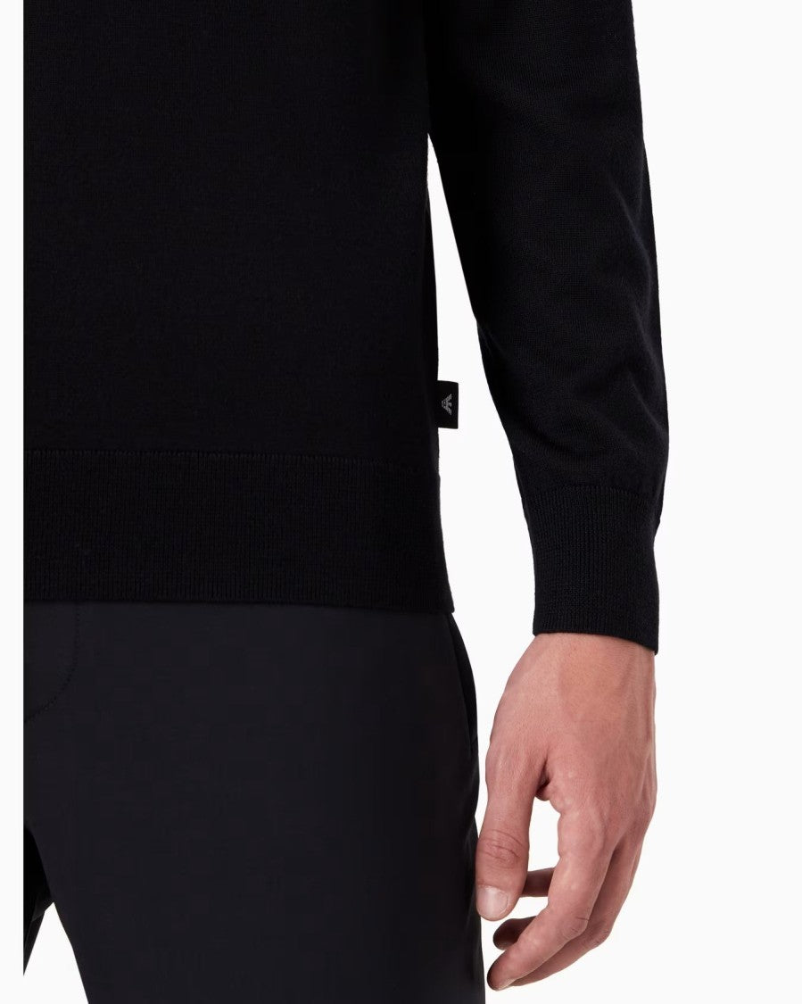 Emporio Armani Crew Neck Pullover In Rich Blue Navy
