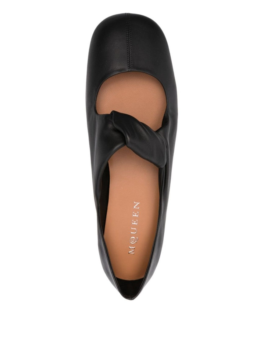 Alexander Mcqueen Knotted Design Black Flat Shoes