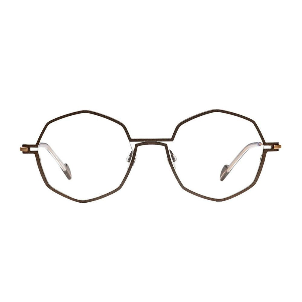 Matttew Silver Matte Brown Titanium Hexagonal Eyewear