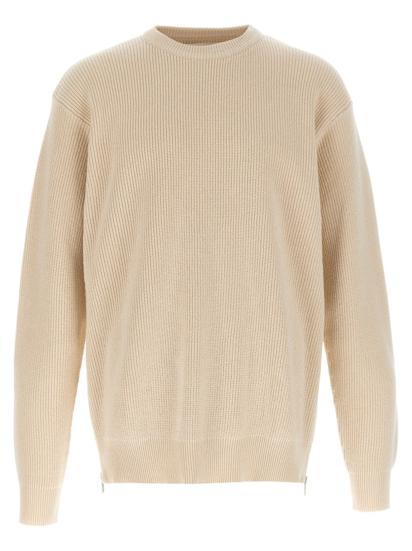 Jil Sander Zip-Detail Cotton Sweater With Ribbed Texture