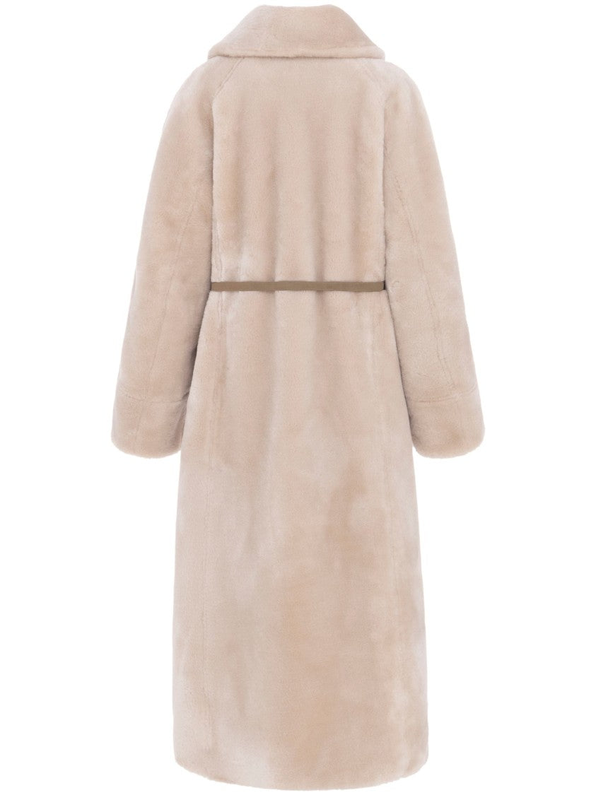 Urbancode Long Reversible Coat With Plush Texture And Shearling Trim