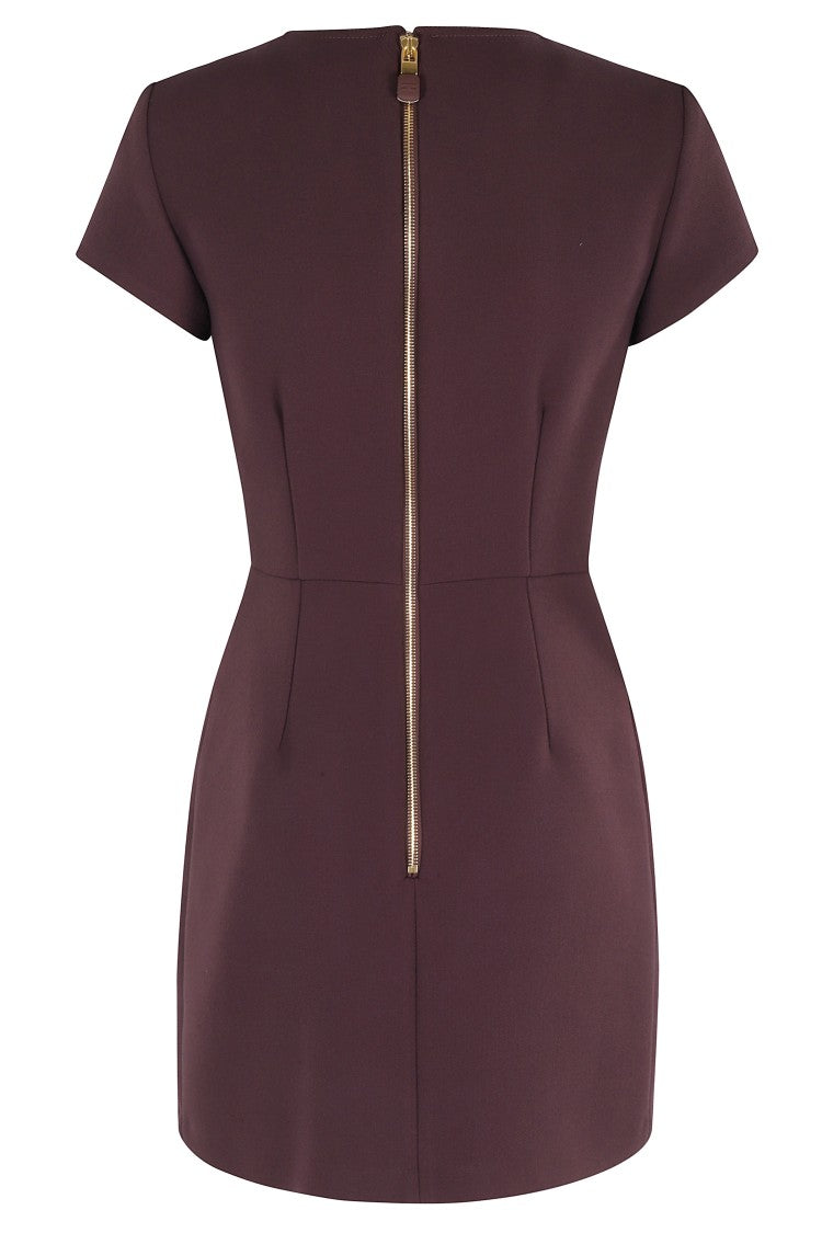 Elisabetta Franchi Merlot Dress With Faux Leather Inserts