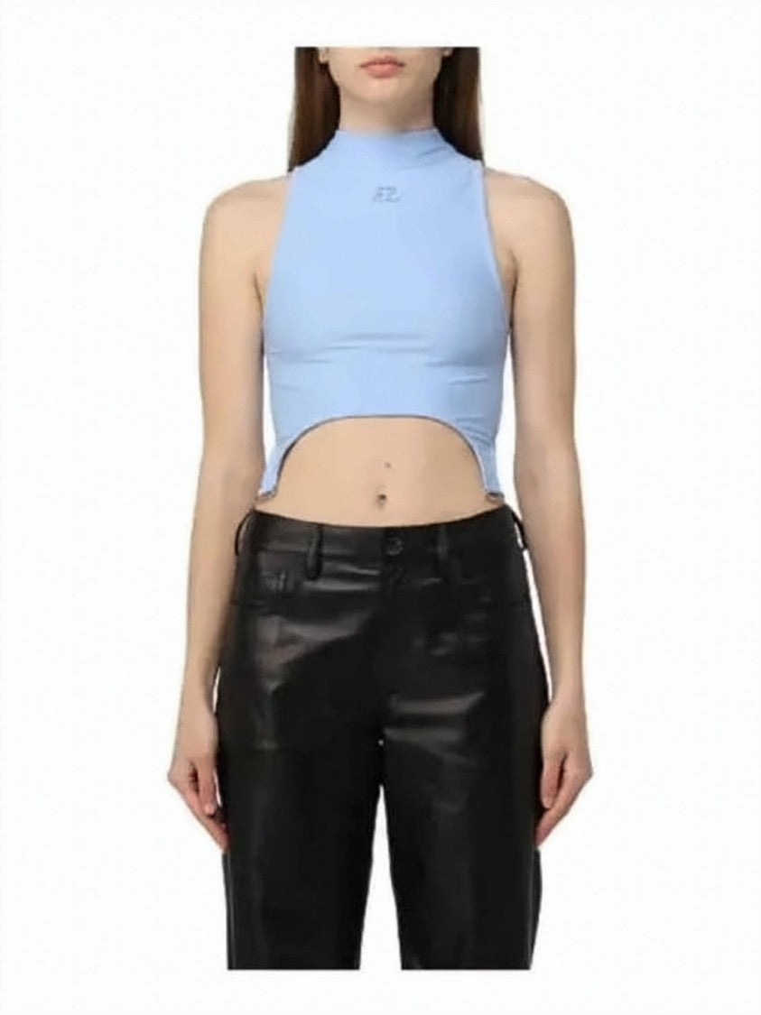 Courrèges Fitted Cropped Sleeveless Top With High Neckline