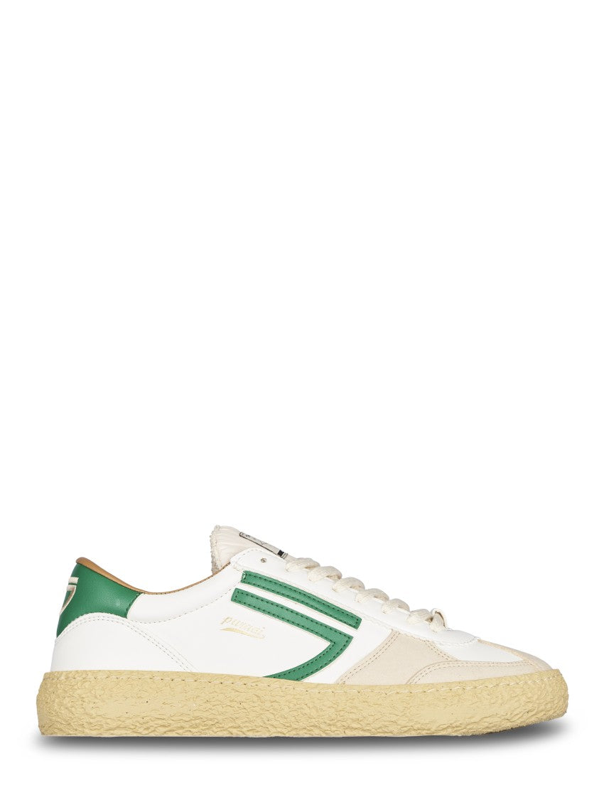 Puraai Vintage-Inspired Low-Top Sneakers With Green Accents